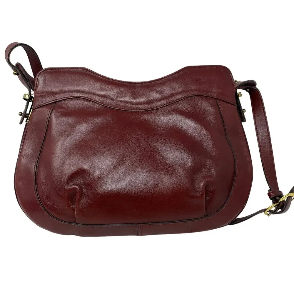 Vintage Etienne Aigner Burgundy Leather Crossbody Shoulder Bag Purse USA Classic